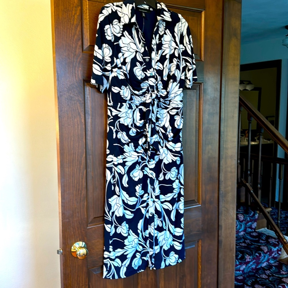 WHBM Navy and White Dress